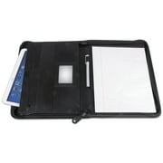 Universal Leather Textured Zippered Padfolio With Tablt Pocket, 10 3/4 X 13 1/8, Black