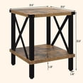 thumbnail image 3 of Large End Table Farmhouse Side Table Industrial Style Sofa Table Coffee Table Metal X Accent Wood End Table NightStand with Storage Shelf for Living Room Bedroom MLBZ16R, 3 of 8