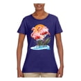 thumbnail image 2 of Wild Bobby, Flamingo Love Print, Animal Lover, Women Graphic Tee, Purple, Small, 2 of 4