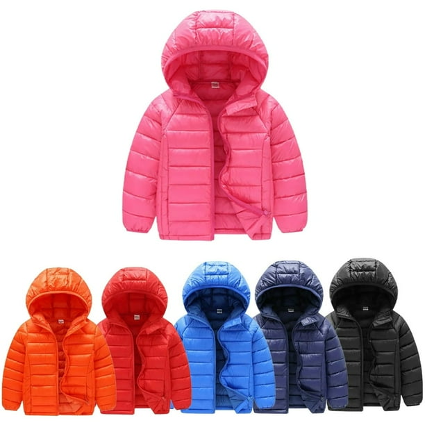 Unisex Boys Hooded Puffer Jacket Kids Girls Puffer Down Jacket Winter Coat with Pockets Warm Long Sleeved Light Down Outwear for 6 13Y