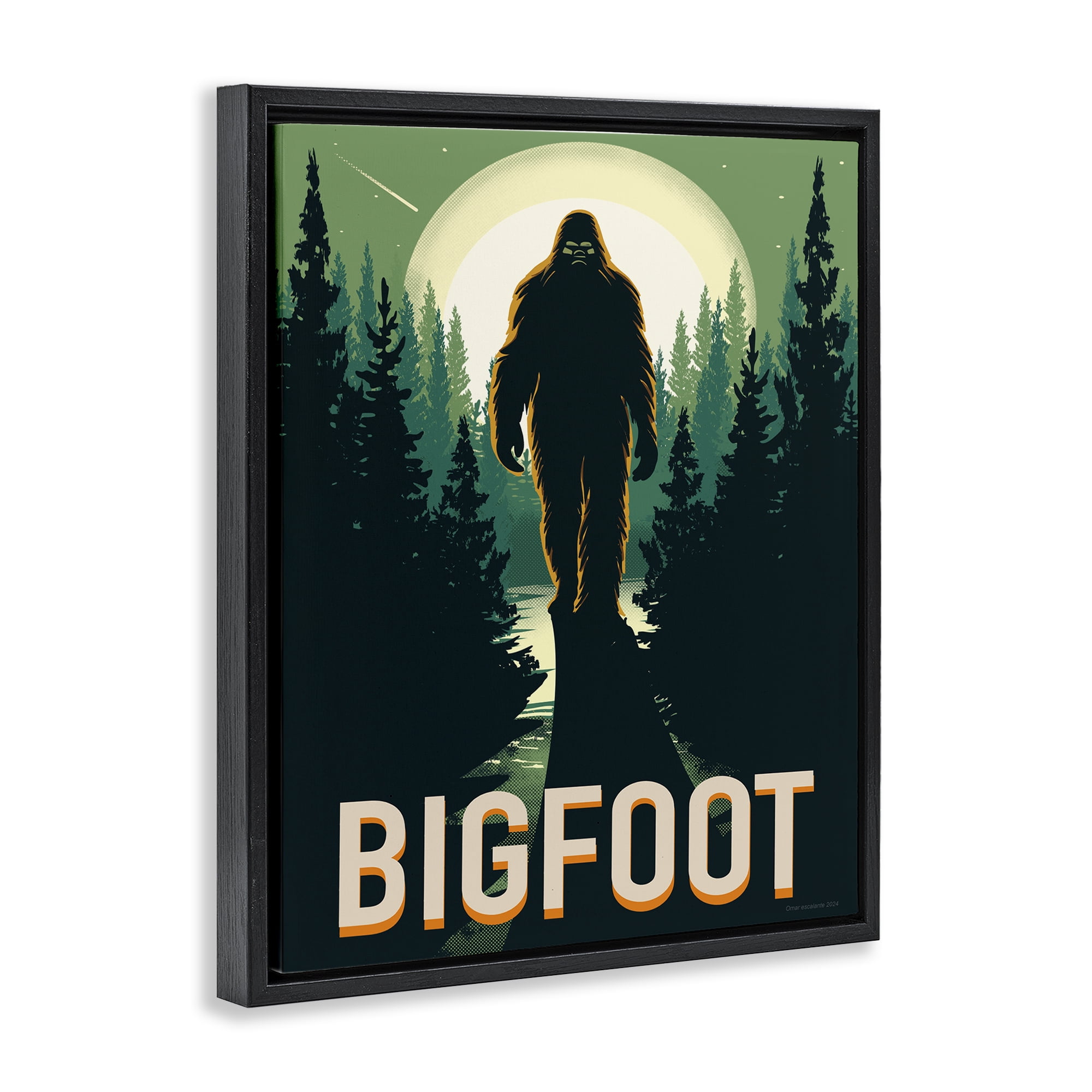 Stupell Industries Cryptid In The Woods Black Framed Floater Canvas Wall Art, design by Omar Escalante
