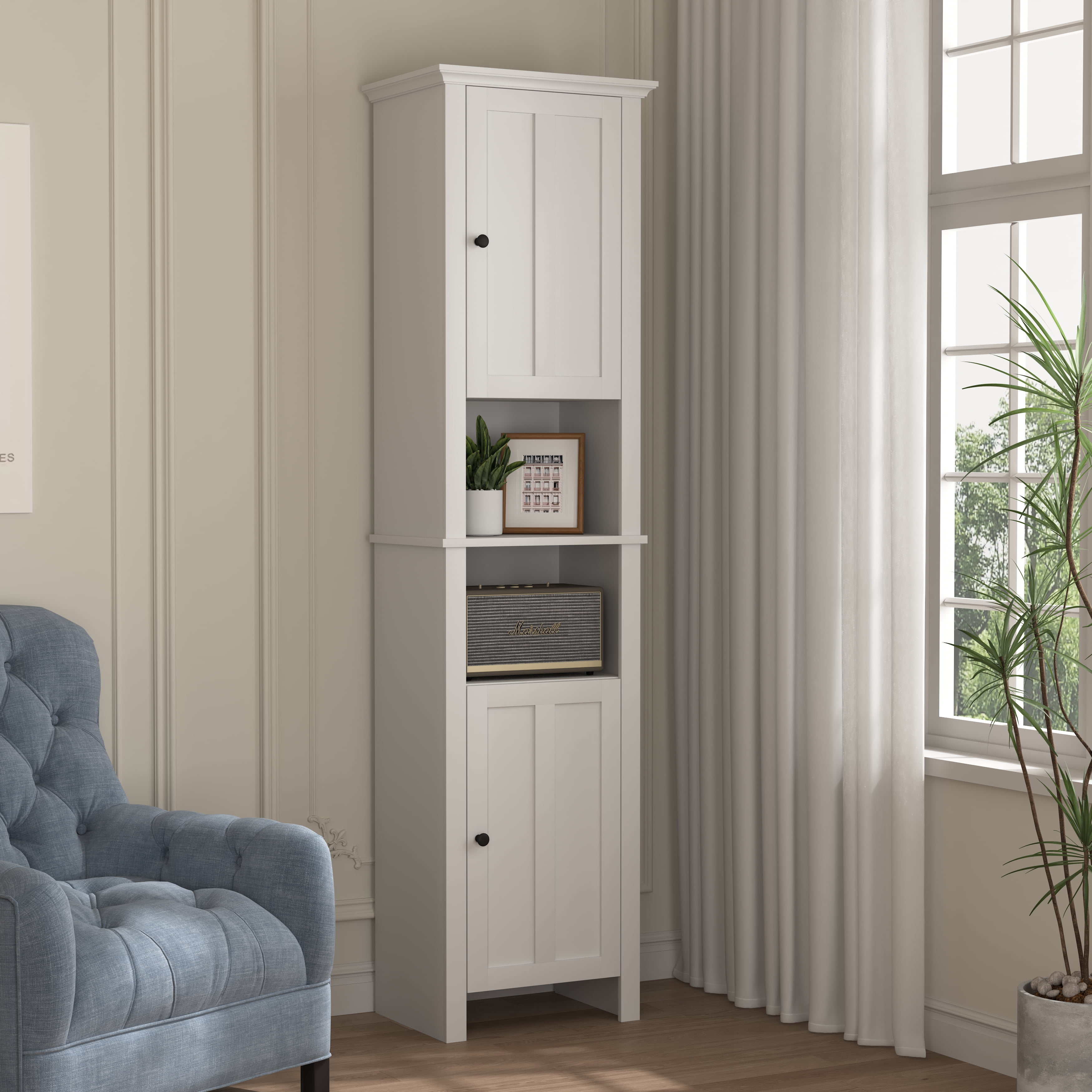 MAYEERTY Tall Bathroom Storage Cabinet with 2 Doors & 6 Shelves