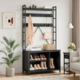 thumbnail image 5 of Kojooin Hall Tree with Bench and Coat Rack, 36.41" Entryway Shoe Bench with 17 Hooks, Drawers and Top Shelf, 5-in-1 Freestanding Storage Organizer for Entryway, Mudroom, 5 of 7