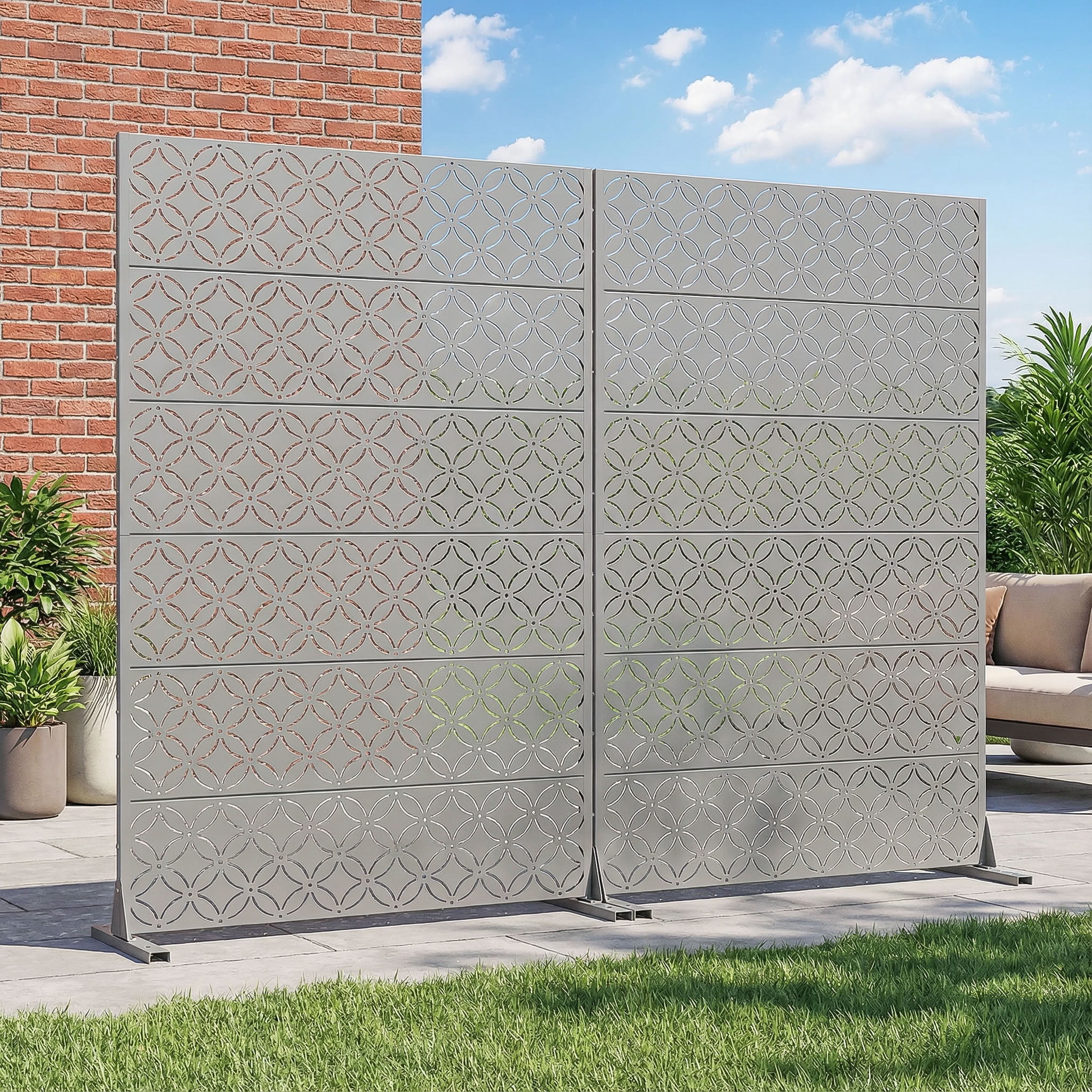 MAYEERTY 72*47in Outdoor Privacy Screen, All Weather Metal Privacy Panel, Privacy Divider for Patio, Balcony, Backyard, Garden