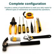BIMZUC 13-Piece Utility Toolbox Multifunctional Hand Tool Set for Household Maintenance, Auto Repairs with Hammer, Pliers, Screwdrivers, Wrench, and Tape Measure in Carrying Case