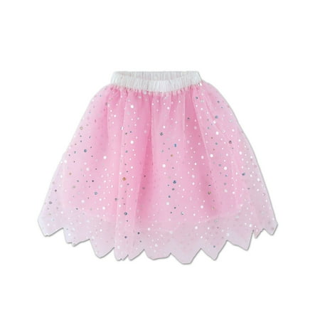 Club Pack of 6 Girl's Pink with Sparkly Sequin Princess Tulle TuTu