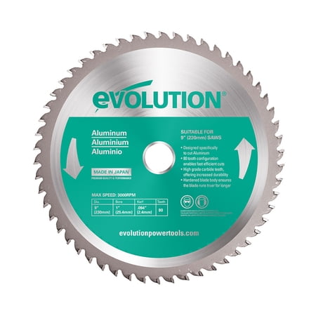 UPC: 0849713000460 | Evolution 230BLADEAL | 9 In. | 80T | 1 In. Arbor | Aluminum And Non-Ferrous Metal TCT Blade