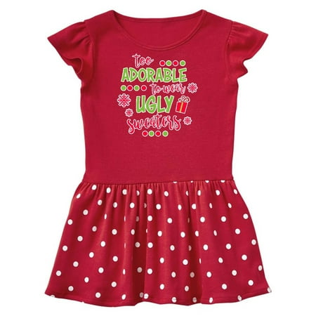 

Inktastic Too Adorable To Wear Ugly Sweaters Gift Toddler Girl Dress