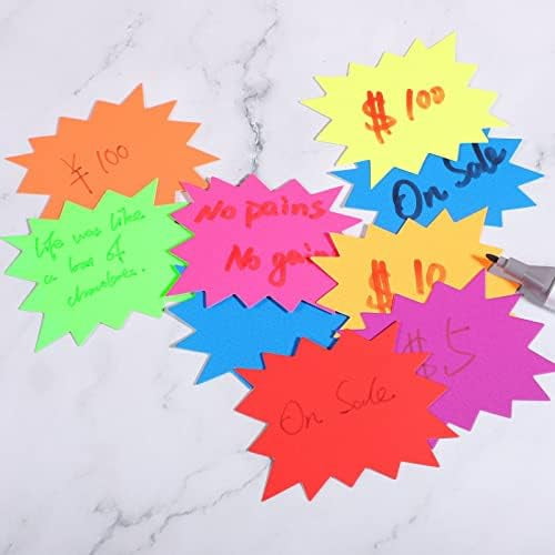 400 Pieces Yard Sale Price Stickers, Vision Board Supplies Starburst Neon Poster Decorations for Fluorescent Bulletin Board Decorations Retail Yard Garage Sale Signs (3.5 * 2.8 Inch)