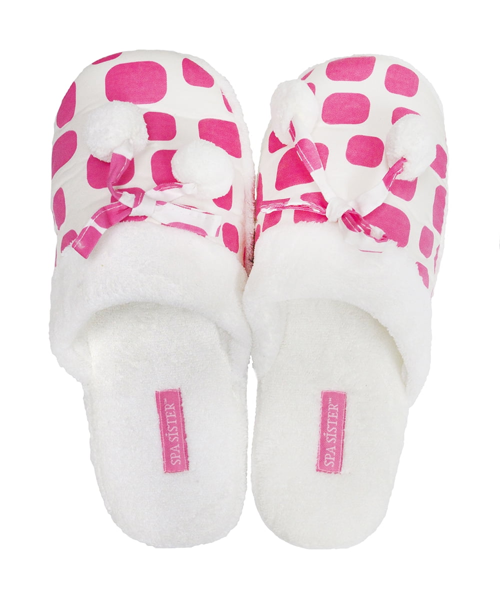 Spa Sister Cheers Spa Slippers, Pink Ice