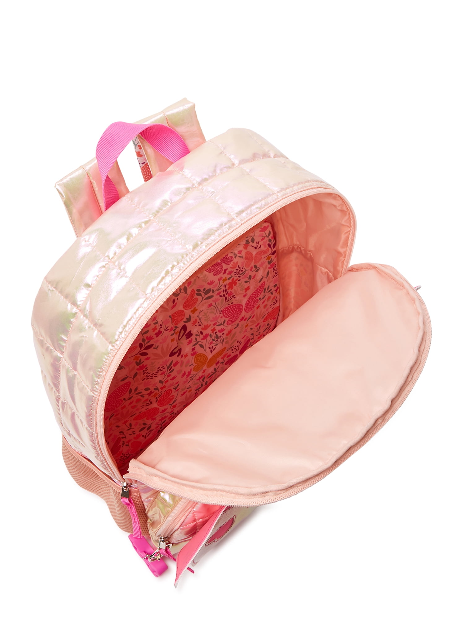 Wonder Nation Girls 17" Laptop Backpack Quilted Butterfly Peach