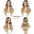 thumbnail image 5 of Ombre Blonde Wear and Go Glueless Wig with Bangs Pre Plucked Body Wave Synthetic Lace Front Wigs for Women 13x5x1 Pre Cut Lace Dirty Blonde Wig Middle Part 26 Inch, 5 of 7