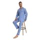 thumbnail image 3 of Apparonia Conjunto de Pijamas para Hombre de Algodón con Cuello con Muesca Pijamas para Hombre de Manga Larga Ropa de Dormir para Hombre con Bolsillos y Frente Fly Rayas Azules y Blancas XXL, 3 of 7