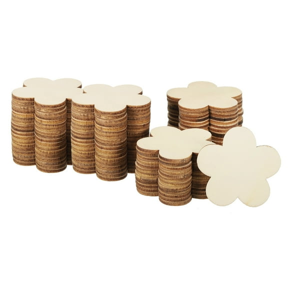 50mm Wooden Flowers, 100 Pack Unfinished Wood Flowers Blank Wooden Cutouts