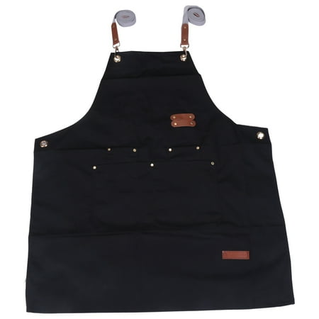 

Chef Apron- Back Apron for Men Women Cooking with Adjustable Straps and Pockets for BBQ & (Black)