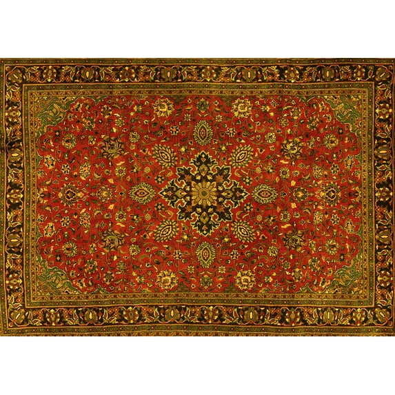 Ahgly Company Indoor Rectangle Persian Yellow Traditional Area Rugs, 4' x 6'