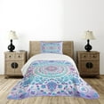 thumbnail image 4 of Ambesonne Mandala Quilted Bedspread Set 2 Pcs, Floral Medallion Design, Twin Size, Turquoise Purple, 4 of 5