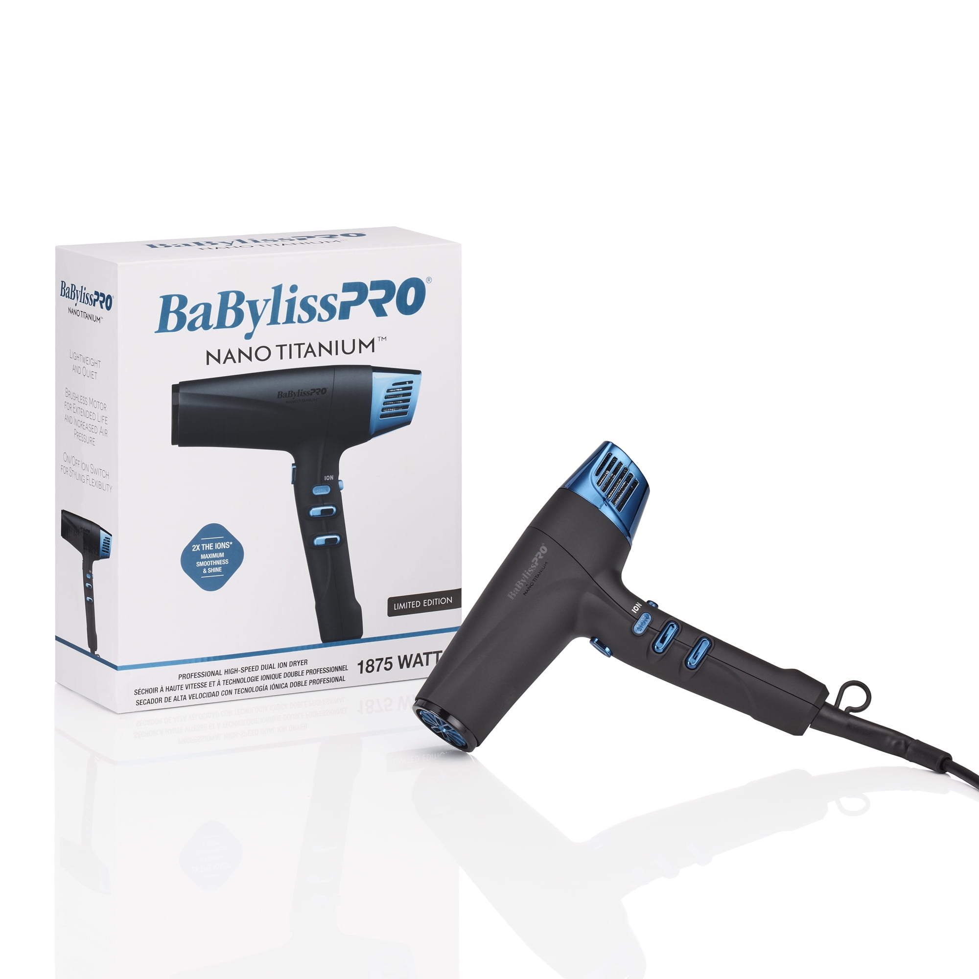 BaBylissPRO Nano Titanium Matte Black High-Speed Dual Ionic Dryer