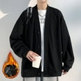 thumbnail image 1 of Cardigan d'Hiver en Velours à Manches Longues pour Hommes, Col Rond avec Poche, 1 of 5