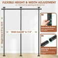 thumbnail image 2 of Room Divider No Drilling Curtain Rod Wall Divider for Room Separation, 4-10ft(H) 28-114inch(W) Adjustable, Heavy Duty Partition Space Separator Freestanding Tension Curtain Stand, Black, 2 of 7