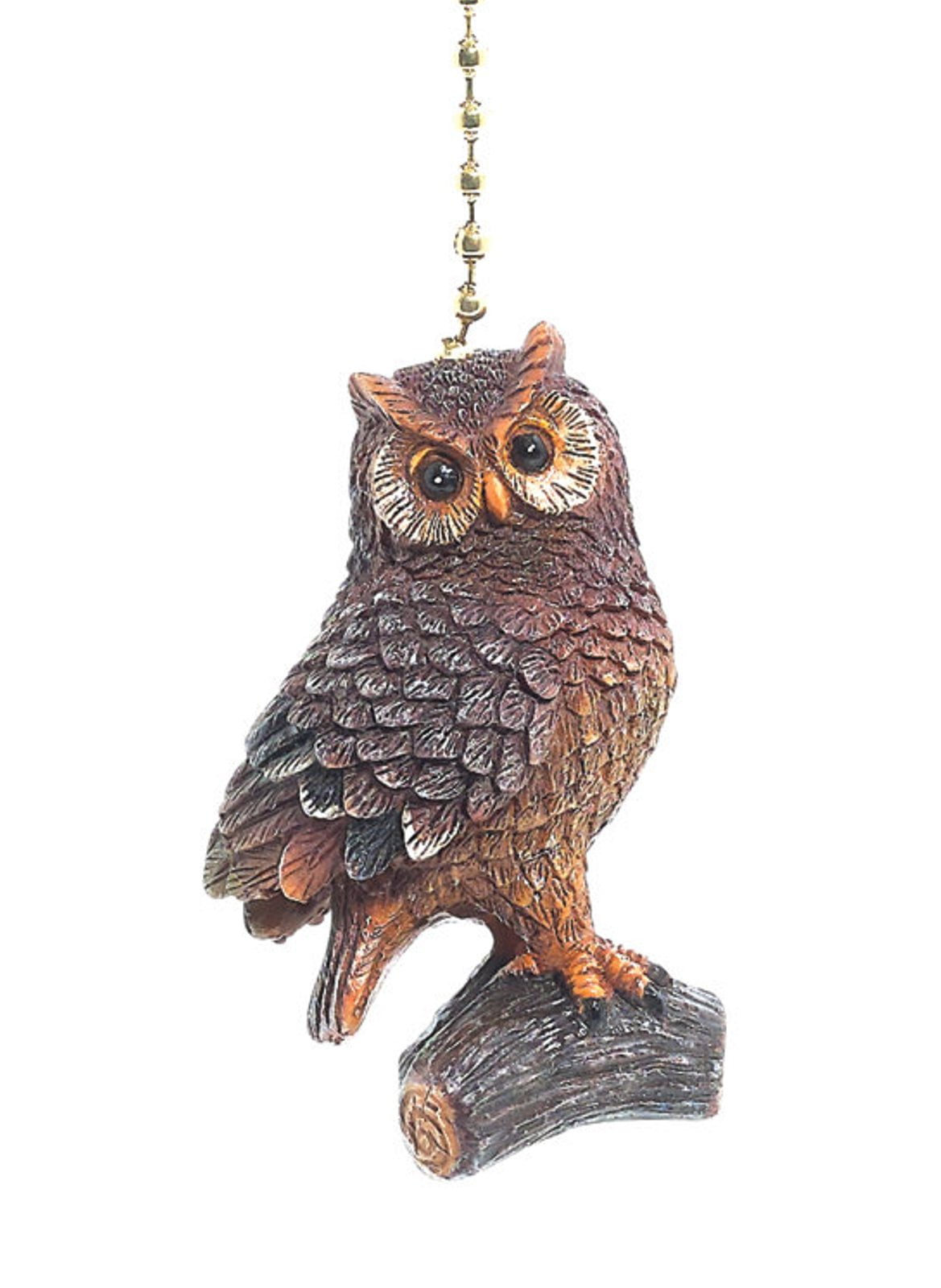 Brown Woodland Owl Decorative Ceiling Fan Light Pull 3 Dimensional