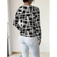 thumbnail image 3 of OYYN Women's Lightweight Open Front Geometric Print Short Casual Jacket, 3 of 3