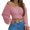 Fuchsia, variant on Solid Color Long Sleeved Women Off Shoulder Crop Tops Sexy Blouse