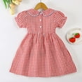 thumbnail image 4 of MEZZALL Girls Dresses Floral Embroidery Checkered Summer Dress With Collar And Puff Sleeves For Toddler Kids Comfortable Casual Outfits Stylish Cartoon Clothing, 4 of 7