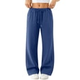thumbnail image 2 of Sweatpants Womens 2026 Fall Baggy Wide Leg Sweatpant Fleece Lined Straight Leg Sweat Pants 28" 29" Inseam Navy XL, 2 of 6