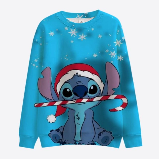Disney-Sudadera de manga larga con cuello redondo para mujer, suéter informal con estampado de Stitch y Mickey Minnie, estilo Harajuku, Y2K, Feliz Navidad, novedad