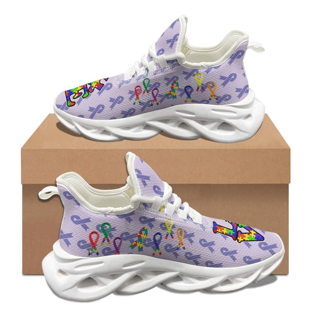 Zapatillas de deporte ligeras y resistentes al desgaste con diseño de marca, con diseño de concienciación sobre el autismo, de punta redonda, para hombre