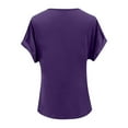 thumbnail image 5 of XUELUO Boho Tops For Women Summer Solid Color V Neck Short Sleeve Loose Casual Elegant Shirts For Women T Shirts Holiday Wear,Purple,XXL, 5 of 5