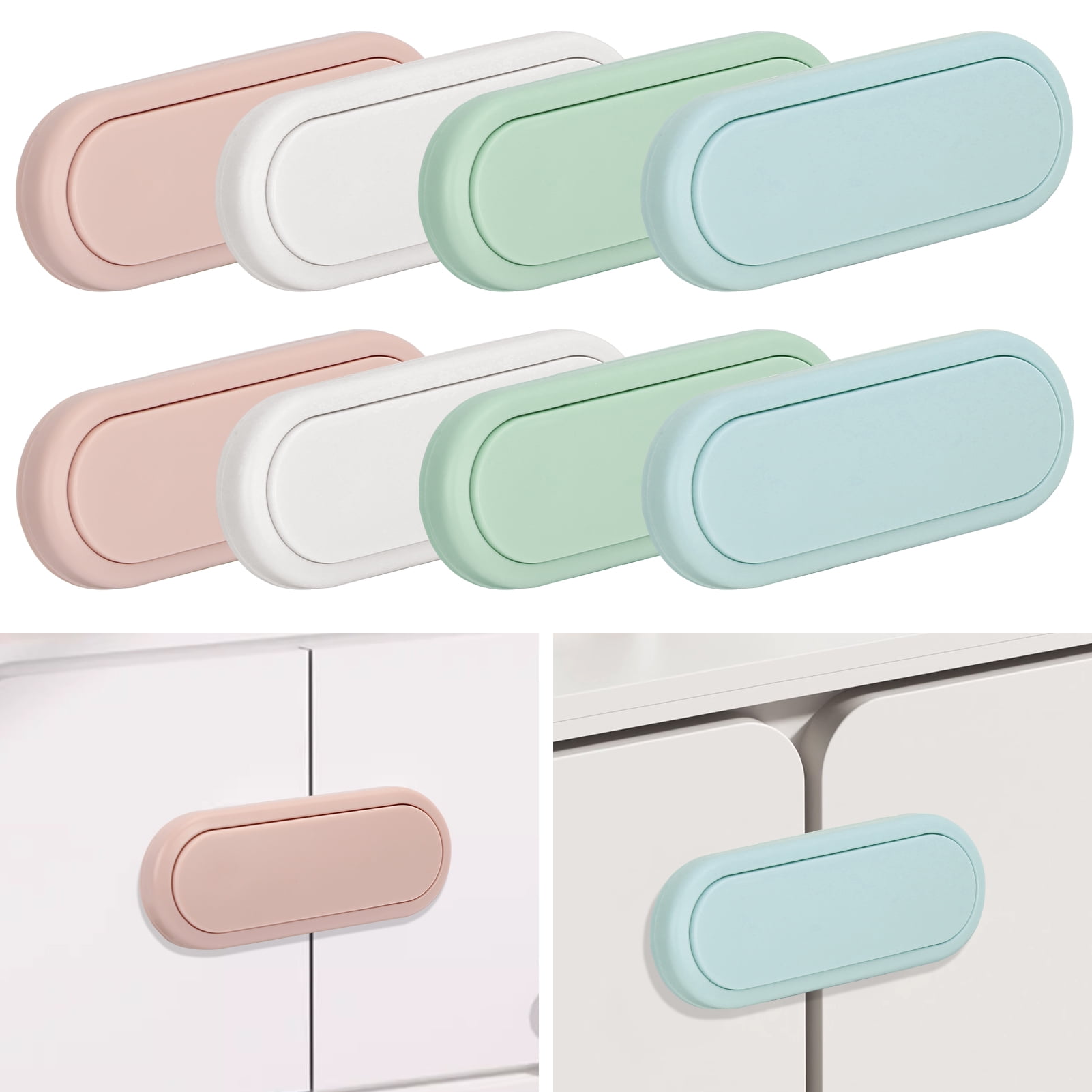 Toplive Child Safety Cabinet Locks for Babies 8 Pack Baby Proofing Latches for Cabinets, Drawers, Fridge, Toilet, Door-4 Colors