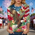 thumbnail image 2 of UngA American 250 Anniversary Shirt Womens 3/4 Sleeve American Flag T-Shirts Crew Neck 4th of July Summer Graphic Tee Tops (Wine,S), 2 of 8