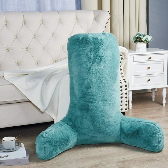 Home Soft Things DO-IT-YOURSELF Faux Fur Bedrest Pillow Backrest Pillow - Aqua - 28" x 30" x 17"
