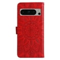 thumbnail image 3 of SaniMore for Google Pixel 8 Pro Wallet Case, Shockproof PU Leather Stand Cover with Card Slot Flip Kickstand Embossed Flower Magnetic Clasp Wrist Strap for Google Pixel 8 Pro, Red, 3 of 9