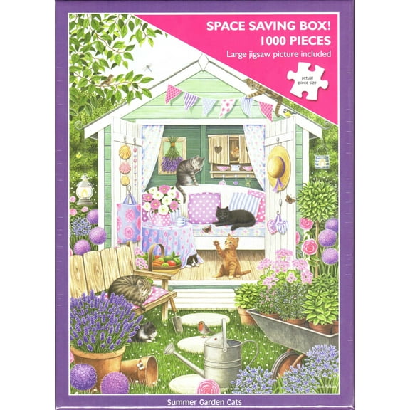 Otter House 1000 Piece Puzzle - Summer Garden Cats