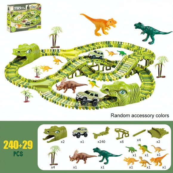 Dinosaur Toys Race Car Track, Flexible Dinosaur Track Toys Set 120/240pcs