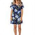 thumbnail image 1 of Robes Robe d'Été Robe de Femme Impression Dot Drees Genou-Longueur Manches Courtes Drapé Robe Bleu XL, 1 of 8