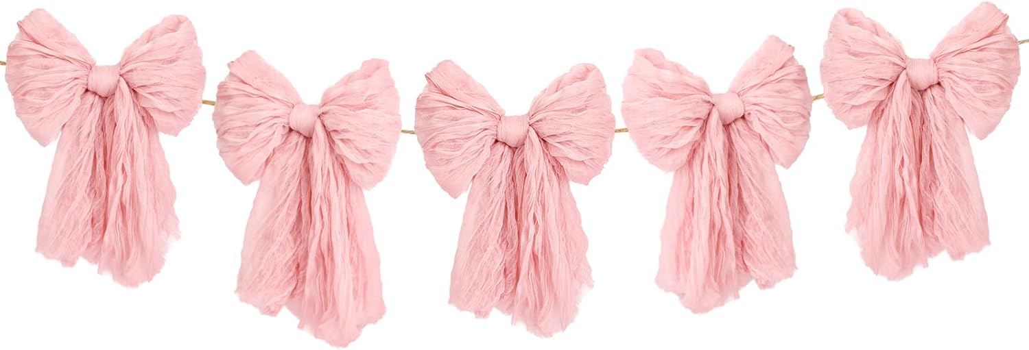 Dalrosia Large Bow Garland Banners for Coquette Birthday Party Decorations-Bow Themed Birthday Decor for Baby Shower Bridal Shower Bachelorette Party Wedding Favors Supplies
