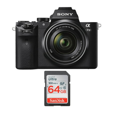 Sony Alpha a7II Mirrorless Digital Camera Bundle with 28-70mm f/3.5-5.6 Lens and 64GB SD Card (2 Items)