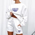 thumbnail image 2 of LOVZFMLL Women's Solid Color Long Sleeve Drawstring Pocket Casual Short Pants Plus Fleece Two Piece Suit Set White S, 2 of 6