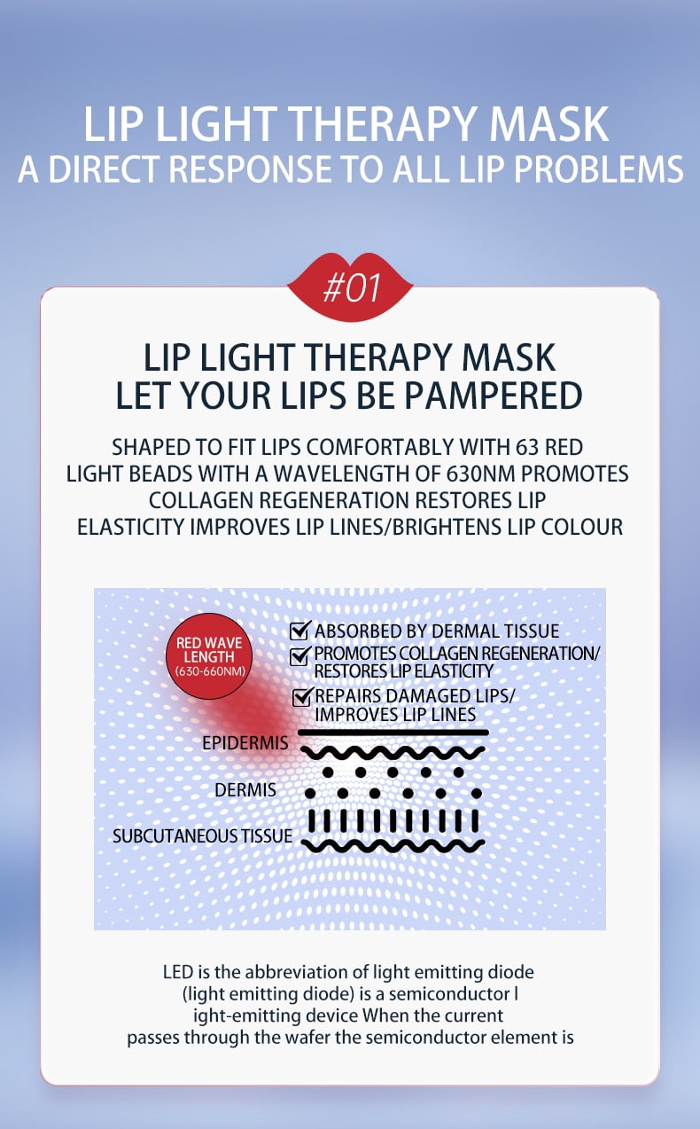 KABB Red Light Therapy Lip Plumper Device, 4 Modes LED Lip Light Therapy Mask with 63 Red Light Beads for Lip Rejuvenation