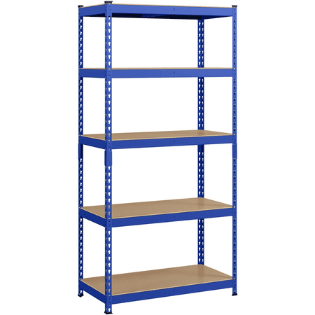 Topeakmart 5 Tiers Adjustable Metal Storage Shelving Heavy Duty Boltless Display Stand, Blue