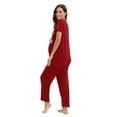 thumbnail image 6 of Women's Maternity Nursing Pajamas Set Zipper Breastfeeding Sleepwear Set Soft Short Sleeve Tops with Long Pants 2 Piece Pregnancy Loose Loungewear Pjs Set S-3XL, 6 of 7