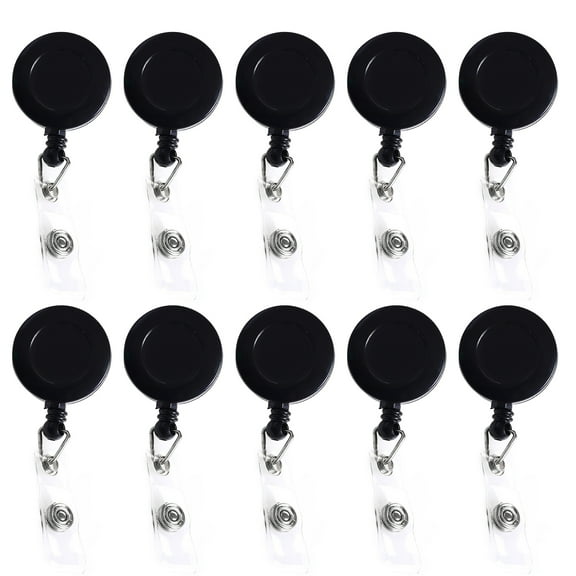 Waroomhouse Retractable Wire Badge Reel Key Card Reel 10pcs Retractable Badge Reels 360-degree Swivel Work Id Badge Clips Elastic Holder