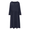 thumbnail image 4 of Gspmoly Robe Femme, Robe Décontractée à Manches Courtes en Coton et Lin Uni à Col Rond pour le Printemps et l'Été, Robe Cocktail avec Poches, Cadeaux de Vacances, 4 of 7