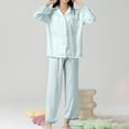 thumbnail image 3 of FRSASU Women Pants Home Wear Pajamas Women Pants Two-Piece Suit Long Sleeve Pants Pajama Set Homewear Green 8(L), 3 of 3
