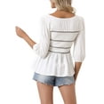 thumbnail image 3 of INSPIRE CHIC Smocked Tops for Women's 3/4 Sleeve Ruffle Square Neck Peplum Blouse Tops L White, 3 of 6
