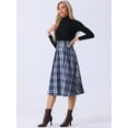 thumbnail image 3 of DARING DIVA Women's High Elastic Waist Fall Winter A-Line Midi Skirt L Dark Blue, 3 of 6